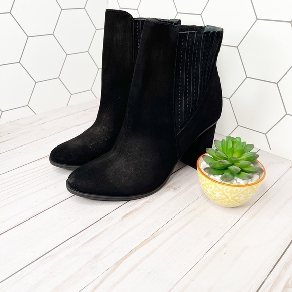 Schutz Fabrica Y2K Millennial Black Suede Block Heel Sock Ankle Boots Size 10 - Picture 3 of 5